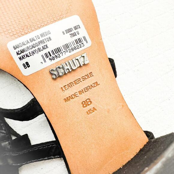Schutz Mayala Suede Leather Strappy Block Heel Sandal Size 8 - Picture 3 of 5